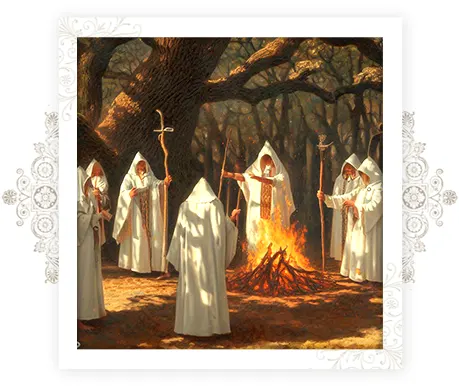 Друиды проводят ритуал в дубовой роще